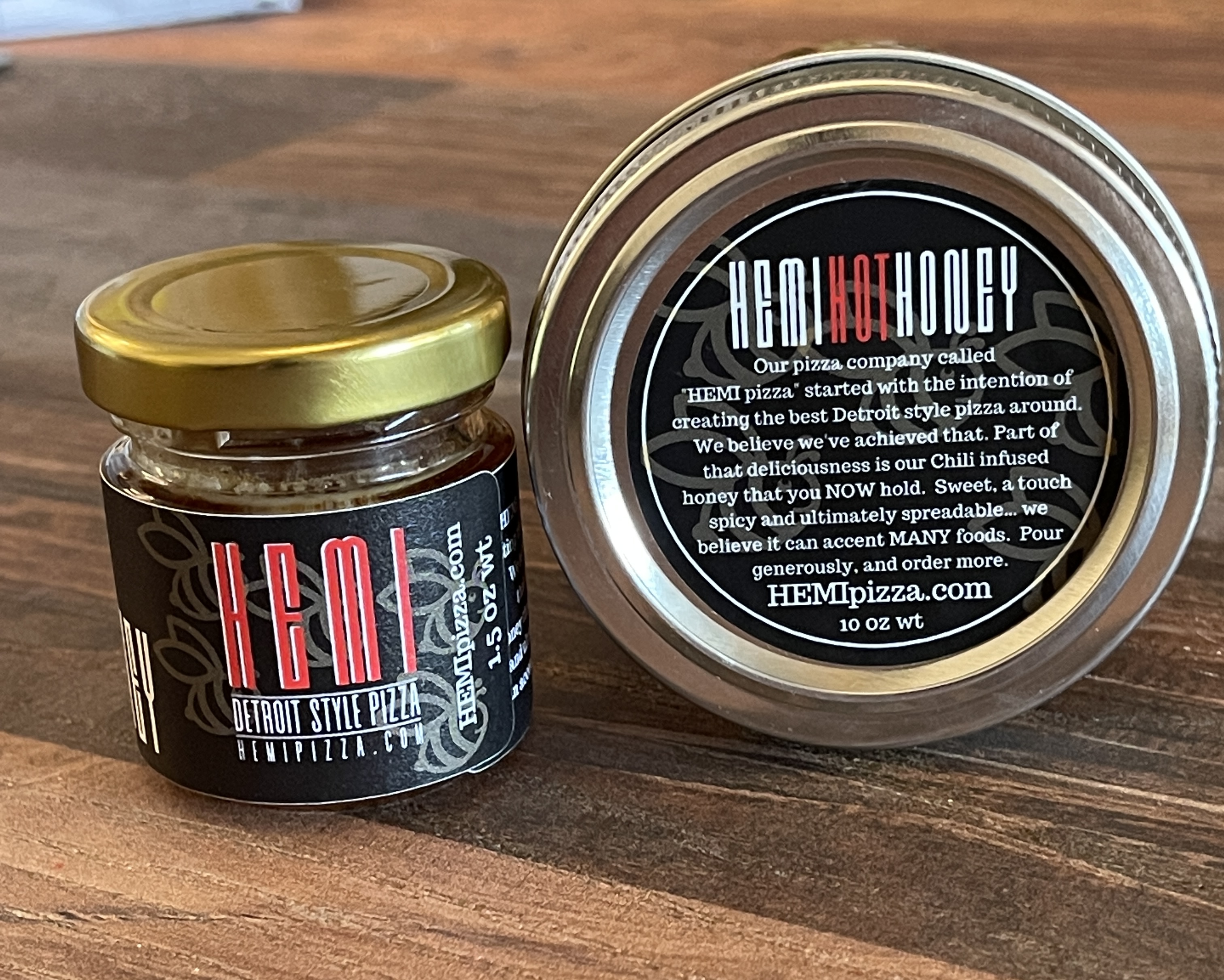 Hemi Hot Honey jar — house-made chili-infused honey